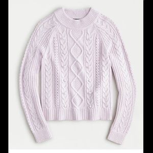 J Crew Lilac Pompom Cable Pullover Sweater Sml New